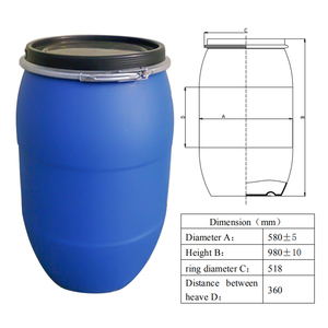 ถังพลาสติก HDPE สีน้ำเงิน55แกลลอนถังเปล่าพร้อมฝาเครื่องผลิตของสหราชอาณาจักรมีความจุ200ลิตรช่วง1-30L