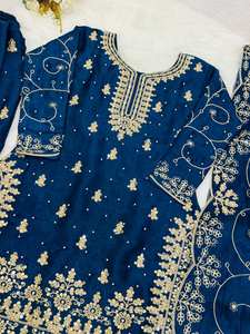 Vente en gros de salwar kameez en soie de designer ethnique indien pour femmes - Product Image 6