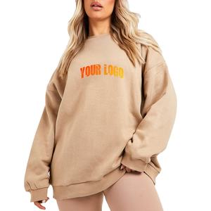 Venta al por mayor de algodón para mujer sudadera de gimnasio en blanco de manga larga sudadera de gran tamaño de calidad superior Sudadera de cuello redondo - Product Image 1