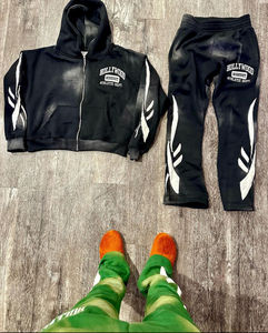 Ensemble de pantalons de survêtement à capuche pour hommes de haute qualité Costume de sport avec logo personnalisé pour la piste de jogging comprend un pantalon Survêtements deux pièces - Product Image 5