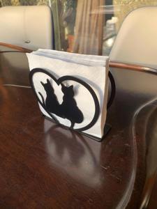 Servilletero Negro con Diseño de Gatos para Parejas, Estilo Artesanal, Ideal para Cenas Románticas y Decoración de Mesa, Procedente de la India - Product Image 4