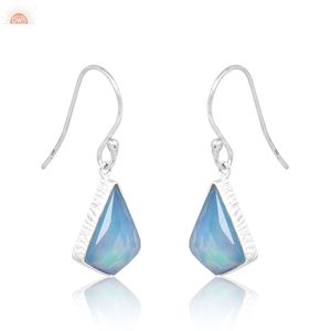 Pendientes Colgantes de Plata de Ley 925 con Ópalo Aurora y Piedra Preciosa Celestial para Mujer, Fabricante de Joyería Personalizada. - Product Image 3
