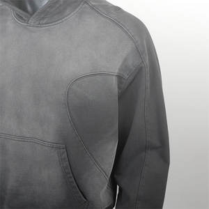 Men's Winter Oversized Front Pullover Hoodie 100% Cotton Fleece Eco-Friendly Breathable Windproof Casual Solid Color Plain Dyed - Product Image 3