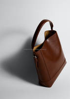 Tas Tangan Kulit Asli Wanita Desainer Mewah ALBORZ TOT54 Gaya Vintage Elegan Logo Kustom Tas Jinjing Warna Solid Penutup Terbuka