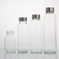 Bouteille d'eau en verre borosilicate transparent avec couvercle, réutilisable, pour voyage, réfrigérateur, boissons, jus, logo personnalisable