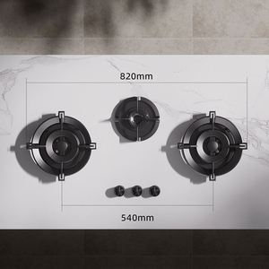 Table de cuisson à gaz encastrable à trois brûleurs avec surface en verre trempé de 32 cm, compatible électronique - Product Image 5