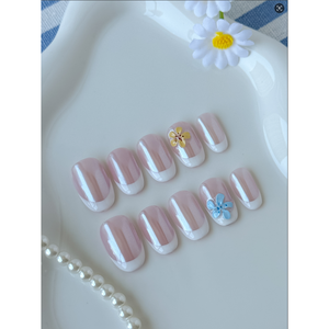 Uñas Postizas Francesas Daisy con Diseño Floral Elegante para Entusiastas del Nail Art - Product Image 4