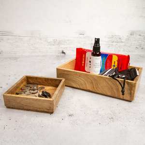Mango <b>Wood</b> Tray Set <b>Small</b> Handcrafted Mango <b>Wood</b> <b>Box</b> for Tabletop Desktop Organizer - Product Image 3