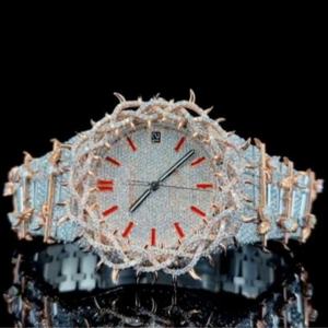 Reloj de Acero Inoxidable para Hombre, Completamente Engastado con Moissanita VVS1, Cronógrafo de Lujo, Reloj de Pulsera, Joyería, Regalo - Product Image 4