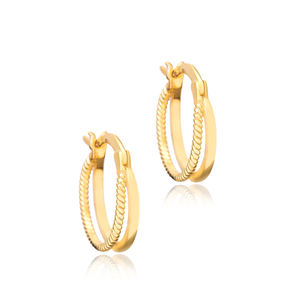 Pendientes de aro redondos dobles turcos hechos a mano al por mayor TDainty Everyday 925 joyería de plata esterlina - Product Image 2