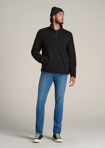 Wholesale <b>Black</b> French Terry Button up Hoodie Pullover Winter <b>Fleece</b> with Solid Pattern Hooded Collar Hoodie for <b>Men</b> - Product Image 5