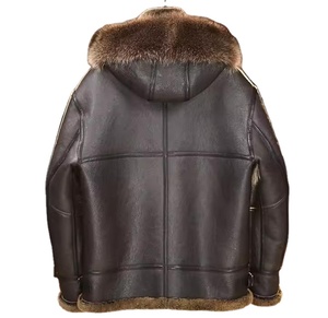 Chaqueta de Aviador Personalizada de Piel de Oveja, Chaqueta Bomber de Invierno para Aviadores, Chaqueta de Piel de Oveja con Pelaje Real para Hombre - Product Image 3