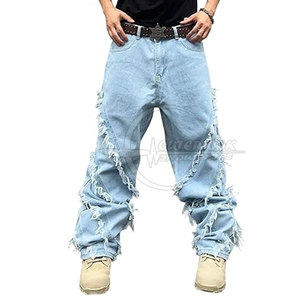 Pantalon en jean à jambes larges pour hommes, sur mesure de style unique, personnalisé avec votre propre logo, pantalon en jean à jambes larges pour hommes - Product Image 1