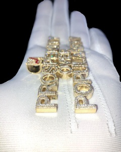 Lettre initiale pendentif personnalisé 925 argent brillant diamant 25tcw VVS nouveau Design glacé Hip Hop Style unisexe Fine pendentif breloques - Product Image 2