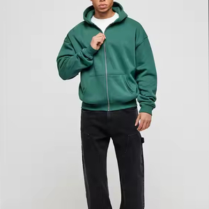 Streetwear Sweat à capuche zippé intégral personnalisé hiver Custom Fluffy Fleece Fur Doublure Sherpa Winter Warm Hoodies pour hommes - Product Image 3