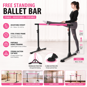 BNcompany <span class=keywords><strong>Barre</strong></span> de ballet sur pied réglable en acier pour la danse, <span class=keywords><strong>barre</strong></span> horizontale <span class=keywords><strong>portable</strong></span> pour le divertissement sportif des jambes - Product Image 2