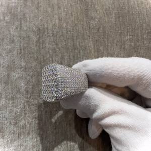 Unisex Luxury 10K/14K/18K Gold Hip Hop Trend Prong <b>Set</b> Round Brilliant Cut Diamond Sterling <b>Silver</b> Wedding <b>Ring</b> - Product Image 2