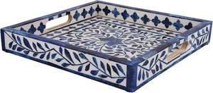 Plateau de service en incrustation d'os Plateau de service en incrustation d'os artisanal artistique Plateau décoratif de luxe fait à la main à bas prix - Product Image 4