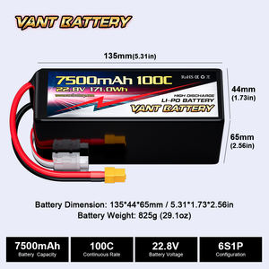 VANT FPV 드론 배터리 6S 리포 22.8V 6000/6500/7500/8000/8500/9000mAh 100C LiHV 배터리 7-8인치 400-450mm X8 10인치 FPV용 - Product Image 4