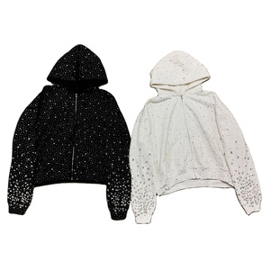 เสื้อฮู้ดผู้ชายสำหรับใส่ได้ทั้งชายและหญิงมีซิปรูดซิปประดับพลอยเทียมใส่ได้ทั้งชายและ400ด้วยคริสตัลผ้าเฟรนช์เทอร์รี่ - Product Image 1