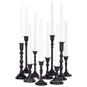 Ensemble de bougeoirs coniques en aluminium de haute qualité pour la décoration de la maison et du mariage Bougies coniques à revêtement noir vintage - Product Image 1