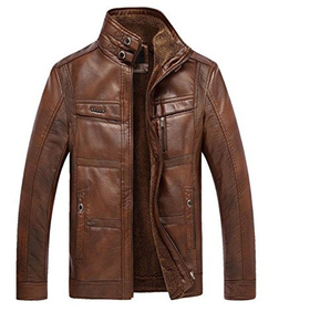 Mens Double Face <b>Leather</b> Jacket Motorcycle Breathable Waterproof Windproof Warm Plus Size Casual Fitness Single Button Closure - Product Image 1