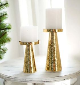 Soporte de Pilar martillado Metal vidrio estilo moderno Metal lujo portavelas conjunto palo boda decorativo - Product Image 5