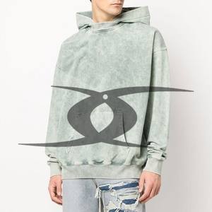 Custom Men's Acid Wash Distressed 100% Cotton Oversized Boxy <b>Thermal</b> <b>Hoodie</b> Sun Faded Streetwear for Winter Manufacturer Direct - Product Image 5