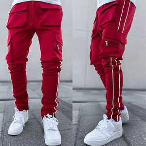 Pantalones de chándal acampanados personalizados de alta calidad para hombre, pantalones de chándal apilados de algodón con cintura elástica de retazos informales - Product Image 1