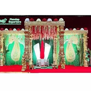 Décoration de mariage traditionnelle Kalyana Mandap, mariage royal sri-lankais, mandap carré en FRP, magnifiques piliers en forme de visage d'éléphant, mandapam - Product Image 1