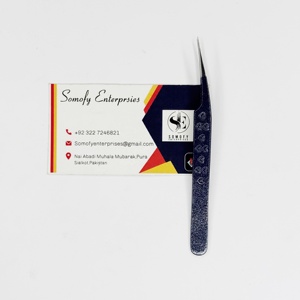 Pince à épiler Somofy Enterprises personnalisée en acier inoxydable violet scintillant, à pointe droite, sans fibres, robuste et durable, pour cils. - Product Image 6