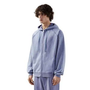 Haute qualité 100% coton lourd GSM sweat à capuche zippé pour hommes lavé à l'acide Vintage Style Streetwear Offre Spéciale à capuche sensible à la chaleur - Product Image 3