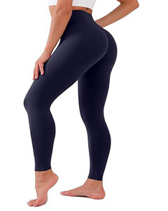 Buttery Soft High-Waisted Full-Length Yoga <b>Leggings</b> for <b>Women</b> Solid <b>Pattern</b> Elastic Waist for Daily Workouts Athletic Front - Product Image 1