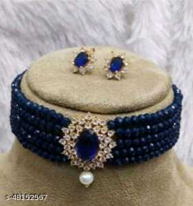 Fabricant de mariée indien plaqué or de haute qualité perle AD CZ collier ras du cou ensemble pour filles femmes mariage - Product Image 2