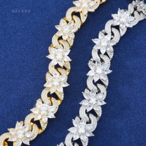 13mm S925 Moissanite Infinity Link Flower Chain - Pass Diamond Tester, Collier Hip Hop Infinity en diamant pour hommes d'Inde - Product Image 3