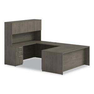 Alera AE1NZK-UF2472S Série Seville 72 pouces. X 24 pouces X 29 In. Credenza avec meuble de rangement de bureau à piétement gauche en noyer - Product Image 5
