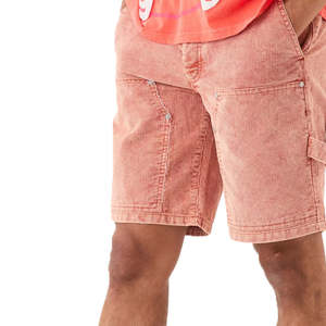 Bermudas transpirables con lavado ácido para hombre hechas en fábrica, diseño informal de patrón sólido con cierre de cordón personalizado - Product Image 2