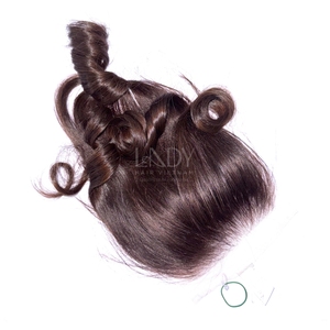 Paquetes de color marrón con punta ondulada de cabello crudo de alta calidad con cierre para hacer pelucas de cabello vietnamita real - Product Image 6