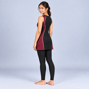 Premium Women's One-Piece 2-Piece Set Burkini <b>Modest</b> Full Body Long Sleeve <b>Swimsuit</b> with Hijab for <b>Modest</b> 2 Piece Burkini Set - Product Image 3