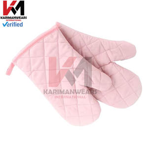 Gants de cuisine résistants à la chaleur de qualité supérieure, mitaines surdimensionnées matelassées rose 1 paire de mélanges durables en coton et polyester - Product Image 3