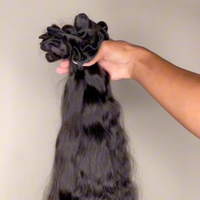 Extensions de cheveux indiens Remy de qualité supérieure, en vrac, teinte brun naturel, sans traitement chimique, double trame, prêtes pour la permanente