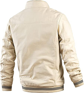 Blouson Bomber Homme Hiver Grande Taille Couleur Unie Col Montant Coupe-Vent Polyester/Coton Personnalisable – Meilleures Ventes - Product Image 5