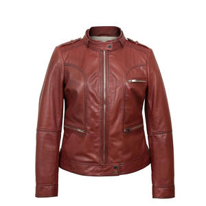 เสื้อแจ็กเก็ตหนังวัวมีซิปสำหรับผู้หญิงดีไซน์โลโก้ตามสั่งไซส์ใหญ่พิเศษผ้าทอคุณภาพสูงสำหรับฤดูหนาวขายส่ง - Product Image 3