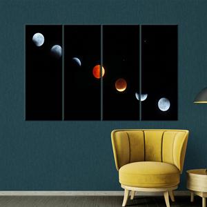Lienzo impreso con elegantes fases lunares - Decoración espacial moderna, 4P: Enmarcado tipo galería - Product Image 1