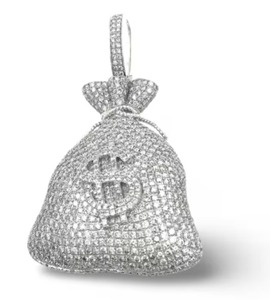 Hermosa moissanita plata esterlina dinero bolsa colgante Hip Hop personalizado dinero bolsa colgante regalo para aniversario - Product Image 2