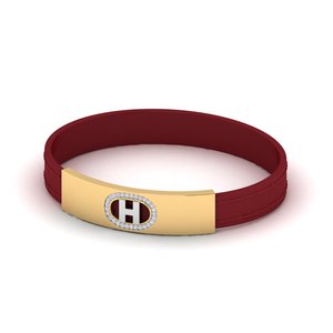 Diamond Casual <b>Bracelet</b> with Premium <b>Red</b> Genuine Leather Radiant Gold Accent Gold Plated Touch Diamonds for Everyday Wear - Product Image 5