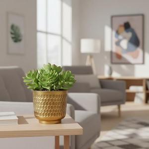 Jardinière en métal martelé de qualité supérieure avec support, finition dorée, pour intérieur/extérieur, décoration de jardin et de maison, prix de gros - Product Image 2