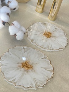 Bandeja de Resina de Bajo Costo con Posavasos, Modelo Hecho a Mano, Personalizable, Juego de Servicio Duradero para Uso Diario y Protección de Mesa - Product Image 2