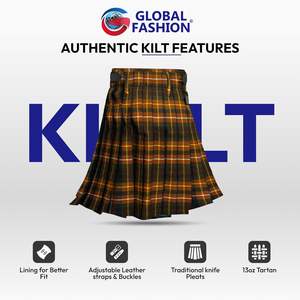 Men's Traditional Buchanan Ancient Tartan 5-Yard Scottish Kilt Premium 13 Oz <b>Acrylic</b> <b>Fabric</b> Adjustable Straps 2026 - Product Image 5