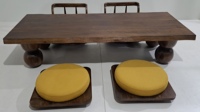 Table à manger rectangulaire moderne en bois massif, ensemble de 2 tabourets et 2 chaises, pour restaurant, hôtel, centre commercial, école, écologique, durable, facile à nettoyer